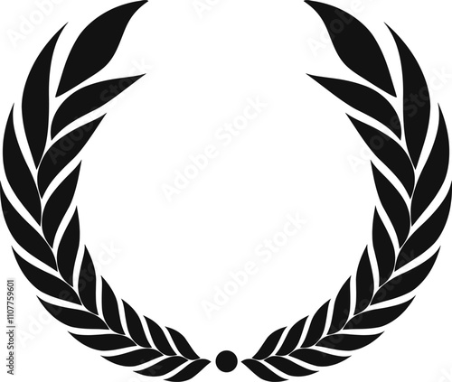 Black laurel wreath symbolizing success and victory, perfect for awards and logos, adds elegance to any project. A timeless emblem of triumph and honor, ideal for celebrating accomplishments