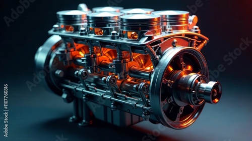 Automotive Engine Cross-Section - Engineering Visualization, Combustion, 4 Stroke, Piston, Cylinder Head, Crankshaft,  High Detail, Realistic