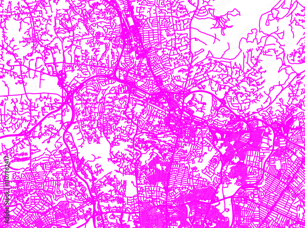 Obraz premium Abstract Neon Road Network Overlay of Towson Maryland, USA in Bright Pink.