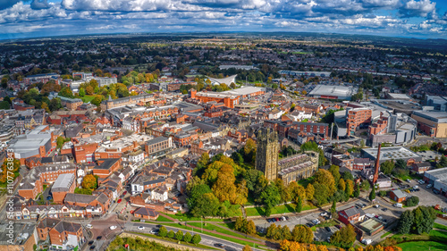 Fotografía Aerial View of Chester, England, United Kingdom during Autumn