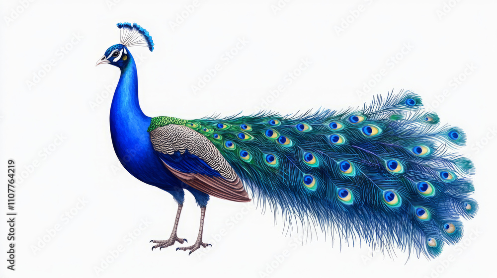 Fototapeta premium Vibrant Peacock Artwork: A Stunning Exhibit of Nature's Colorful Beauty