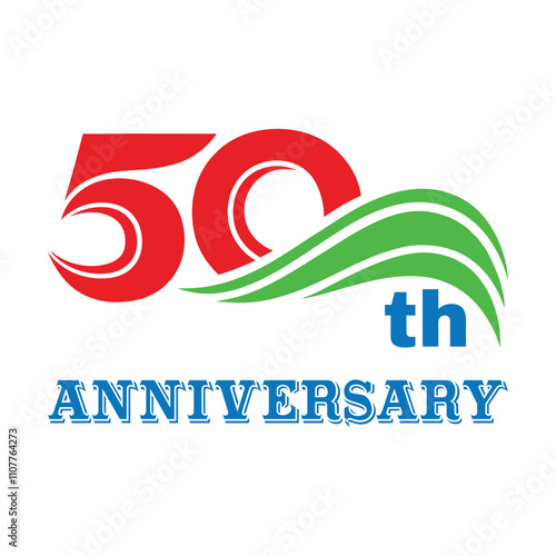 50th Anniversary Wave Logo Vector Design for Celebrations. photo