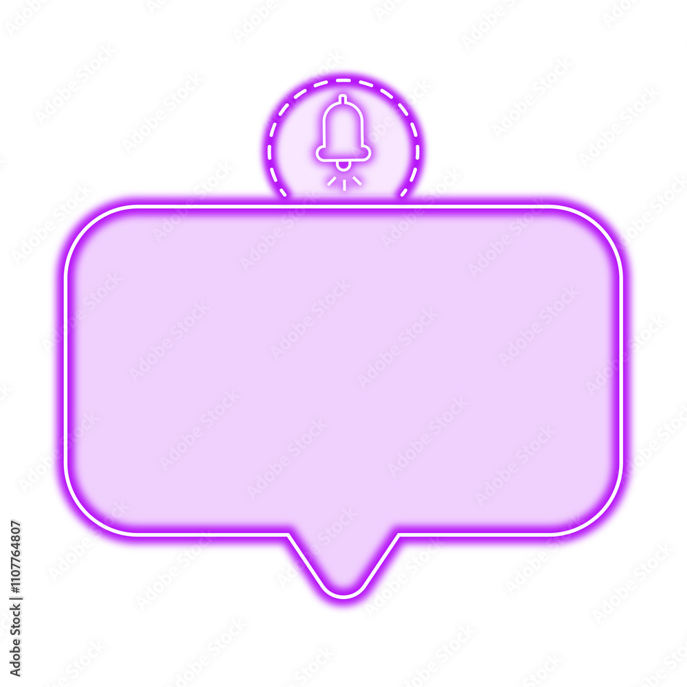 Neon speech bubble icon with purple colour | Glowing chat box with purple colour. Neon speech bubble icon with purple colour | Glowing chat box with purple colour.