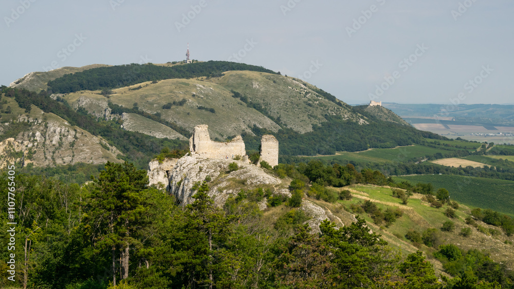 Fototapeta premium Landscape around Dolní Věstonice, Palava, Czech Republic. The landscape is full of vineyards, castles and history.