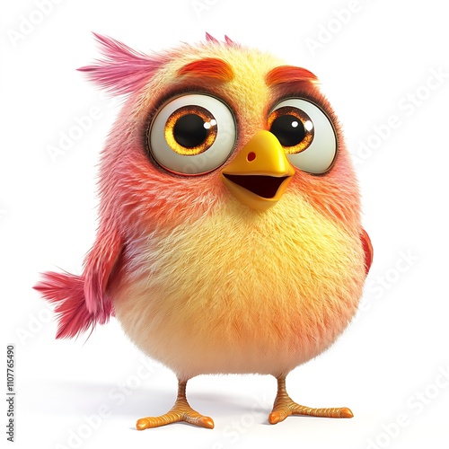 3D Pygmy hippopotamus, Vibrant Isolated Bird Character on White Background
