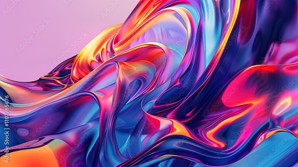 Abstract Colorful Liquid Swirling in a Purple Background Abstract Colorful Liquid Swirling in a Purple Background