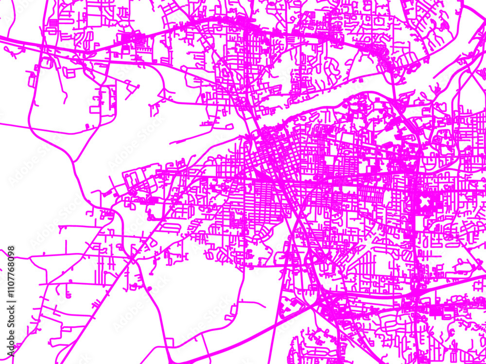Obraz premium Abstract Neon Road Network Overlay of Tuscaloosa Alabama, USA in Bright Pink.