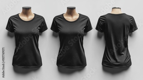 Blank Navy Tunic Tee Shirt 3D Mockup on Mannequin. Generative AI photo