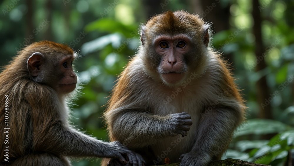 Fototapeta premium Monkeys in the Sacred Forest Sanctuary, Bali.