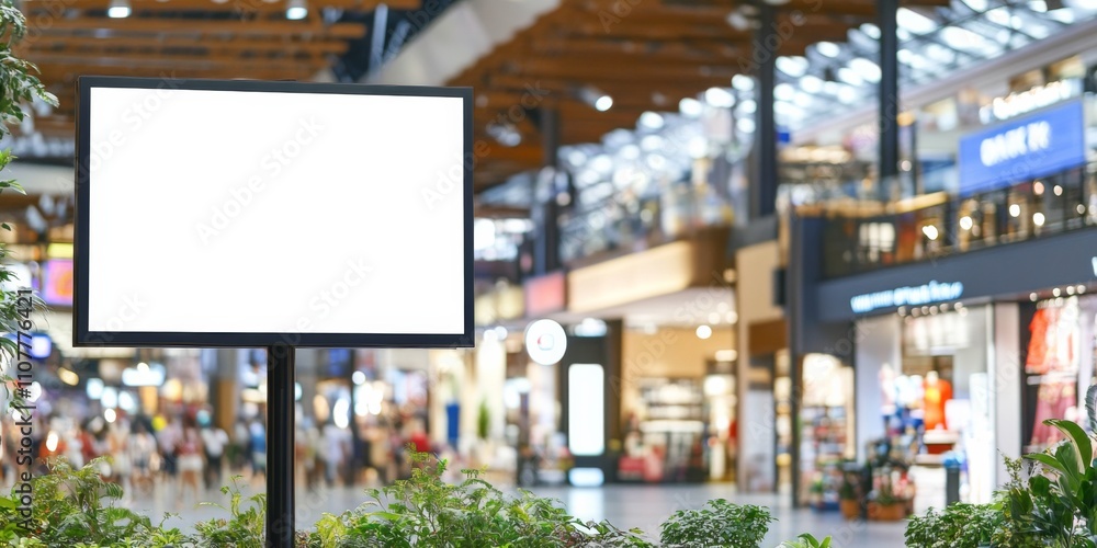 Fototapeta premium Blank billboard shopping mall is mounted pole center White 