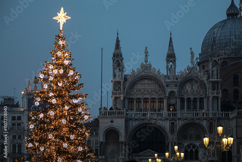 View of christmas tree in Venice, Italy