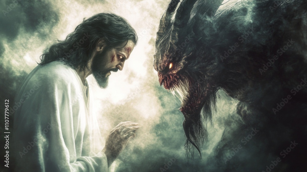 Fototapeta premium Jesus vs Satan