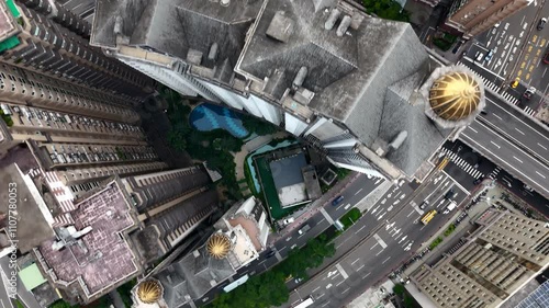 Aerial View of Elevated Road and High-Rise Buildings