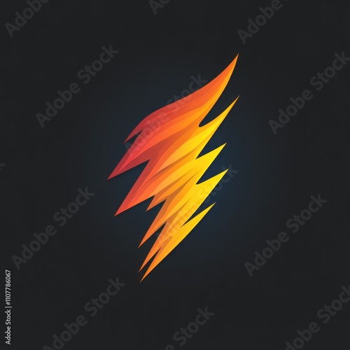 Abstract lightning bolt design in vibrant orange and yellow hues on a dark background. photo