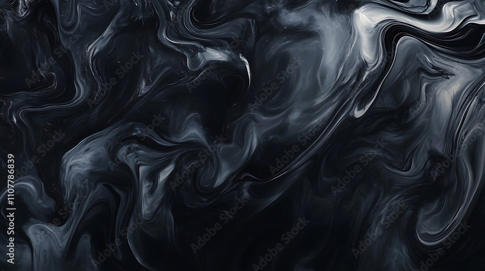 Fototapeta premium A black and white abstract painting with a lot of swirls and lines