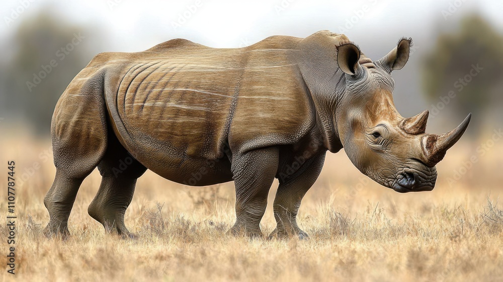 Fototapeta premium a rhinoceros standing on a white background