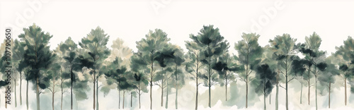trees forest studio white background ai generated panoramic concept