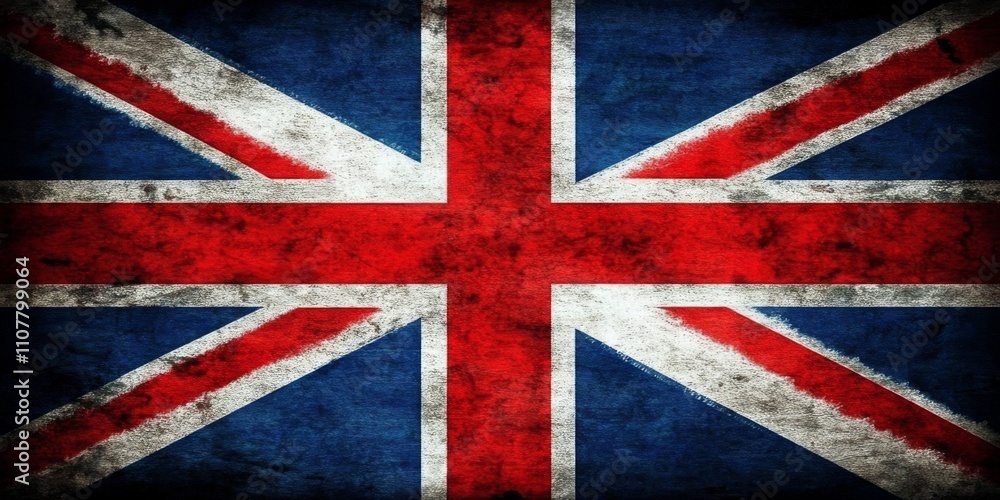 Fototapeta premium Close-up flag United Kingdom Great Britain rectangular shape Vintage and weathered