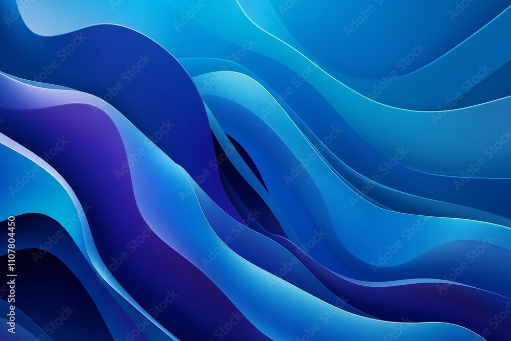 Fototapeta premium Elegant Blue Abstract Waves with Smooth Curves and Gradient Textures for Modern and Minimalist Design Themes
