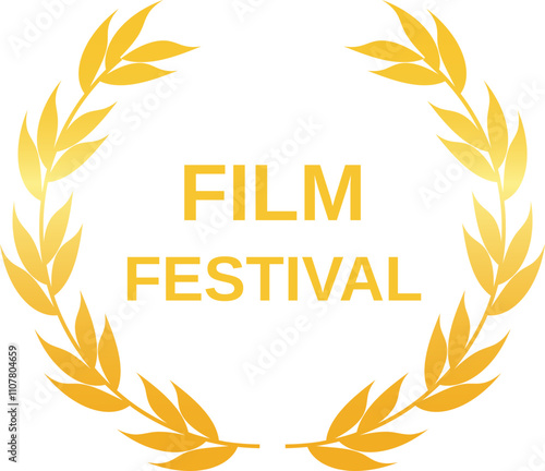 Shimmering golden laurel wreath symbolizing triumph and accomplishment at film festivals worldwide, representing hard work and dedication in exceptional cinema