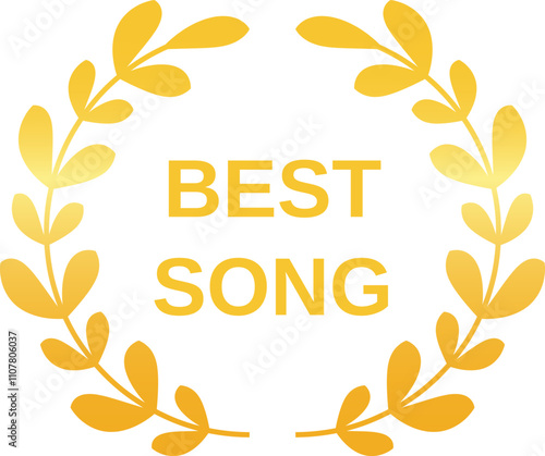 Golden laurel wreath award with the words best song represents musical achievement and excellence, celebrating the art of songwriting and composition