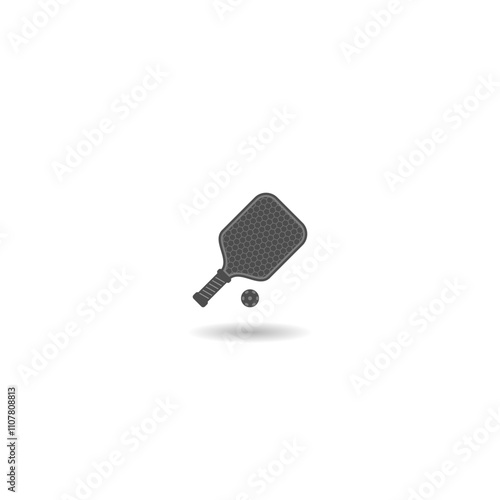 Paddle tennis pickleball racket icon with shadow