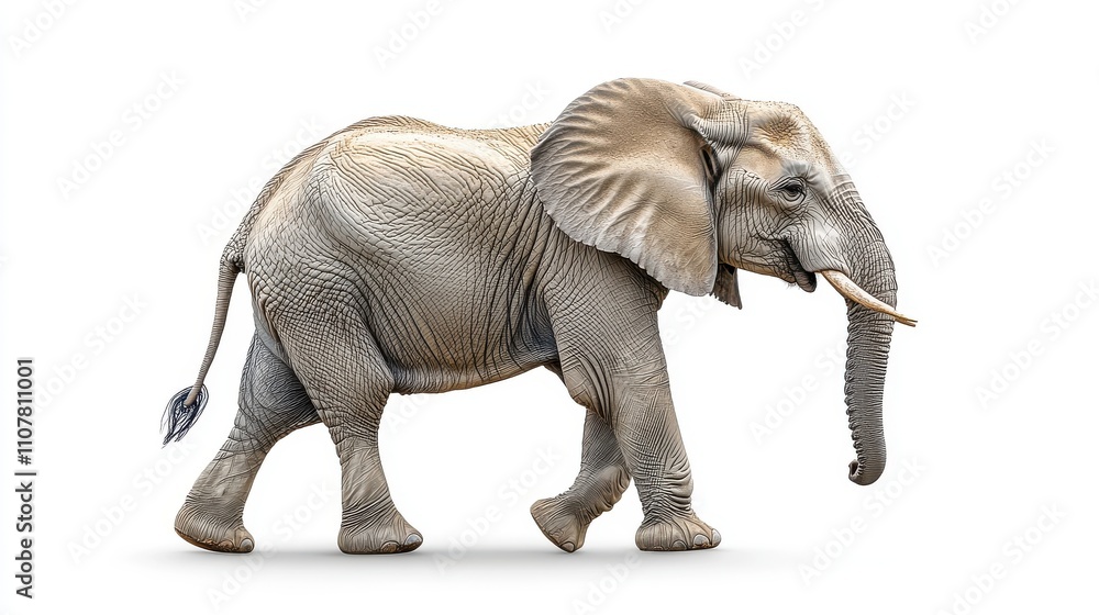 Obraz premium an elephant walking on a white background