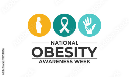 National Obesity Awareness Week is January. A old man fat belly and ribbon Banner poster, flyer and background design template. Vector illustration. Eps 10.