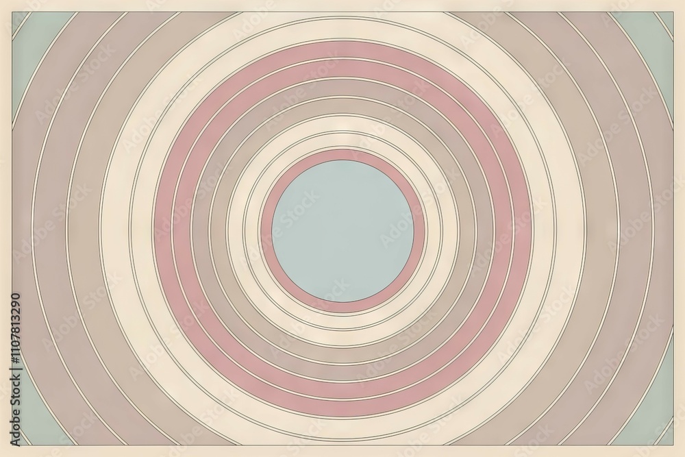 Obraz premium Concentric circles design. Abstract art featuring calming pastel circles. Evokes feelings of peace and tranquility.