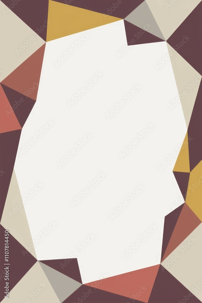 Obraz premium Abstract geometric frame. Elegant polygonal border design. Perfect for presentations, invitations, or adding a modern touch. Subtle earthy tones evoke calm.