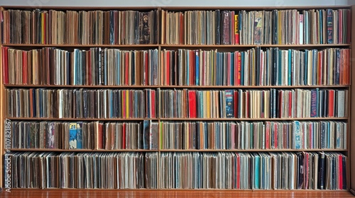 Extensive Vinyl Record Collection: A Wall of Musical History