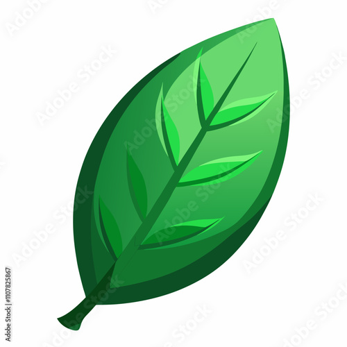 3D Green Leaf Isolated on White Background