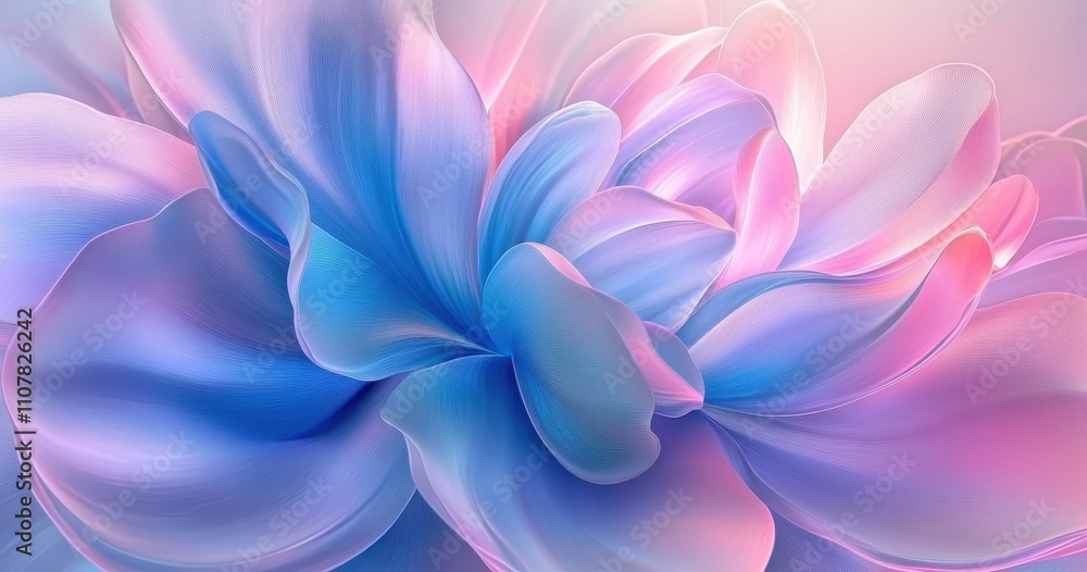 Fototapeta premium Beautiful Lotus Flower with Soft Pastel Colors and Elegant Petals Featuring Shades of Pink and Blue, Perfect for Digital Backgrounds and Artistic Projects