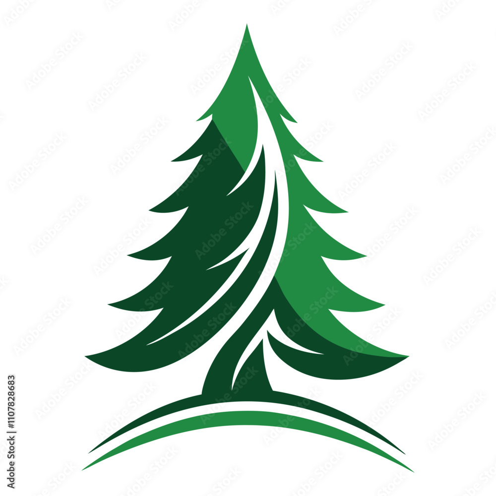 Fototapeta premium Stylized Green Pine Tree Logo Design