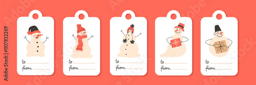 Set of Christmas gift tags with Snowmen