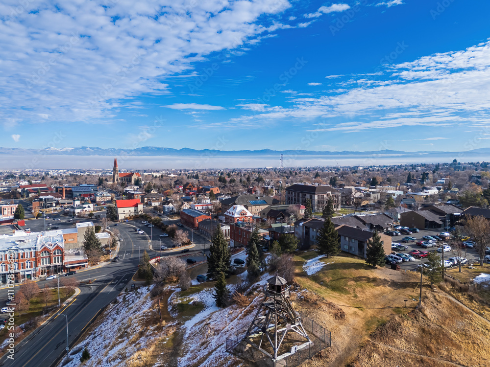Obraz premium City panorama of Helena, MT with Cathedral of St Helena