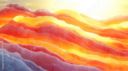 Vibrant layers of colorful sardonyx create stunning background, showcasing warm hues of orange, yellow, and red that evoke sense of warmth and beauty photo