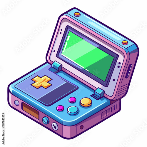 3D Portable Handheld Game Console Isolated on White Background