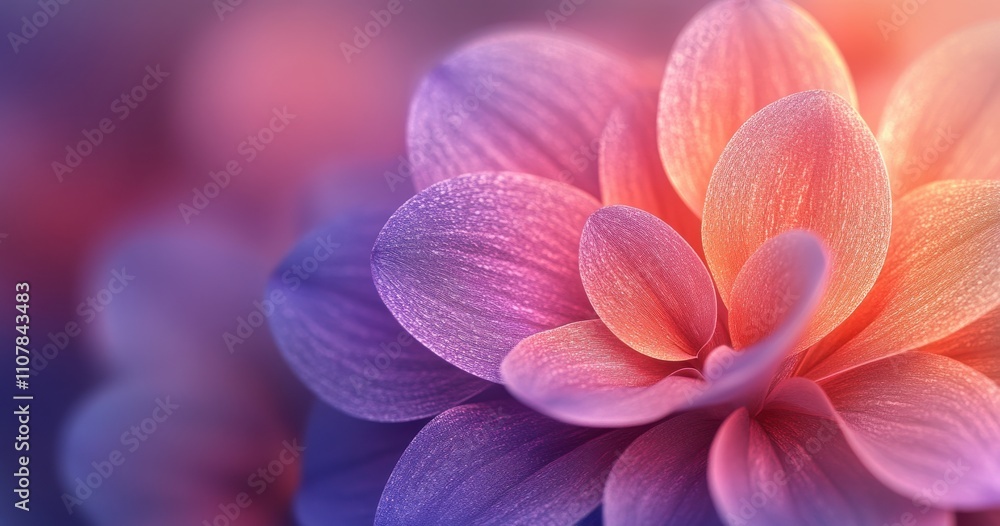 Fototapeta premium Stunning Close-Up of Vibrant Pink and Purple Flower Petals with Soft Focus and Gentle Gradient Background, Ideal for Nature and Beauty Themes