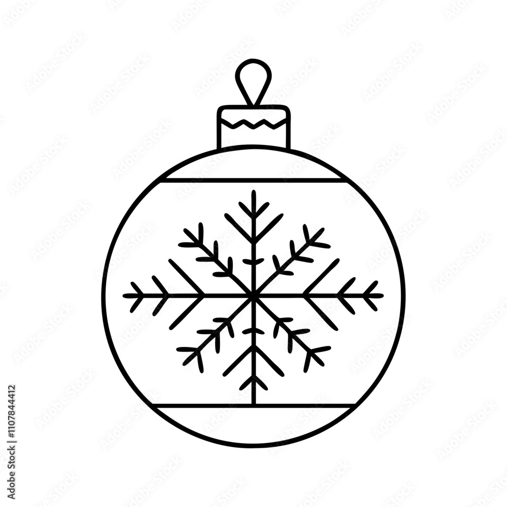 Fototapeta premium christmas ornament ball icon, christmas illustration, holiday icon - simple black line art of achristmas ornament ball , symbolizing holiday celebrations and festive spirit.