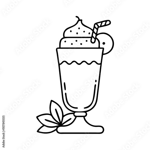 eggnog glass icon, christmas illustration, holiday icon - simple black line art of aeggnog glass , symbolizing holiday celebrations and festive spirit.