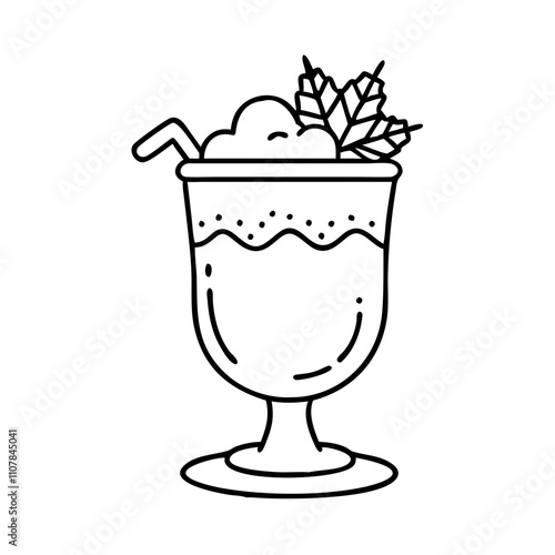 eggnog glass icon, christmas illustration, holiday icon - simple black line art of aeggnog glass , symbolizing holiday celebrations and festive spirit.