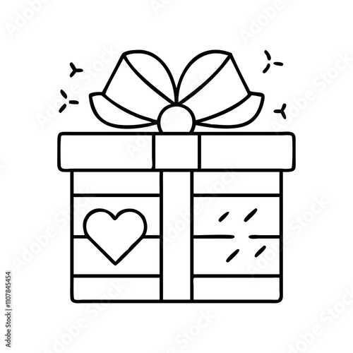 gift box icon, christmas illustration, holiday icon - simple black line art of agift box , symbolizing holiday celebrations and festive spirit. photo