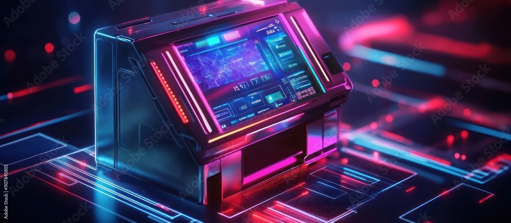 Obraz premium Futuristic cyberpunk interface with neon lights.