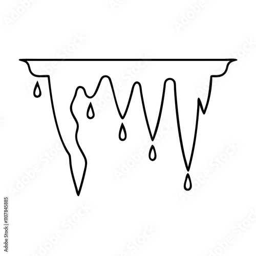icicle hanging icon, christmas illustration, holiday icon - simple black line art of aicicle hanging , symbolizing holiday celebrations and festive spirit.