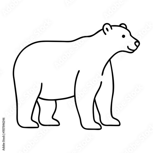 polar bear icon, christmas illustration, holiday icon - simple black line art of apolar bear , symbolizing holiday celebrations and festive spirit. photo