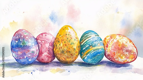 Easter eggs, watercolor - photo