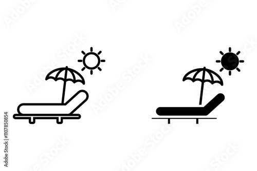 Sunbed line icon. Simple outline style. Resort, beach, chair, furniture, lounger, parasol, relaxation, sea, summer concept. Vector illustration isolated on white