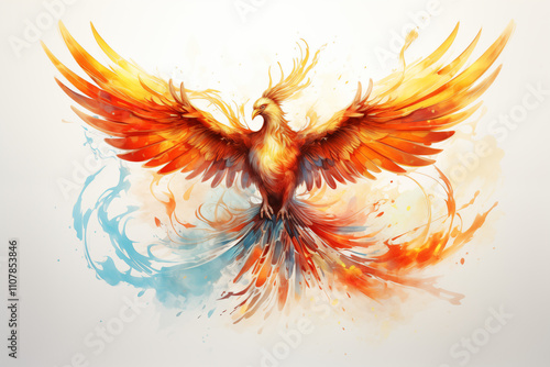 Phoenix tattoo colors on white background. Phoenix tattoo. Tattoo idea. For tattoo artists. Tattoo parlor. Phoenix on fire. My tattoo.