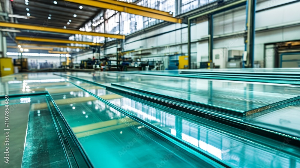 Fototapeta premium Glass factories manufacture glass for use in buildings and residences